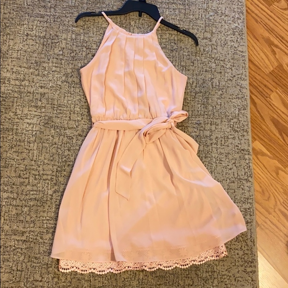 Blush High-Neck Dress